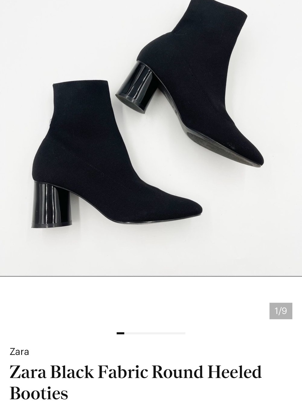Zara Black Fabric Round Heeled Booties